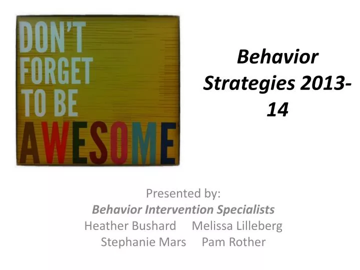 behavior strategies 2013 14