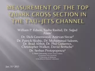 Measurement of the Top Quark Cross section in the tau+jets Channel