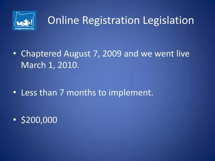 online registration legislation