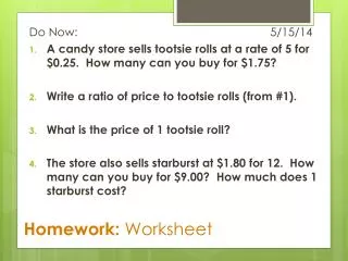 homework worksheet