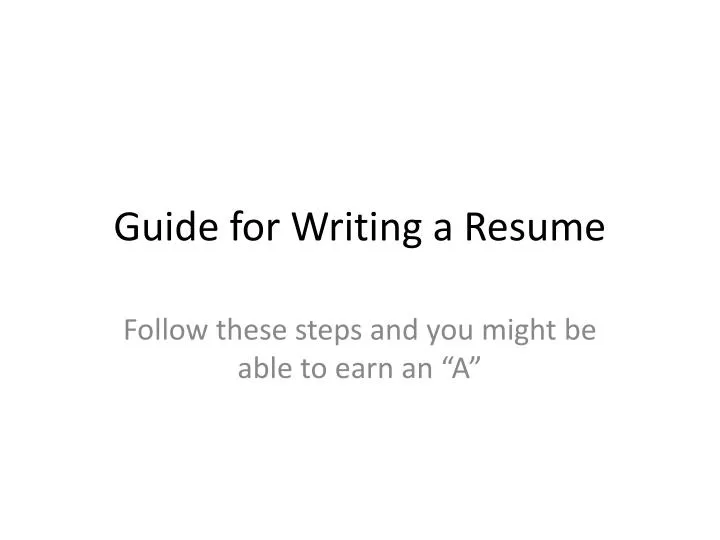guide for writing a resume