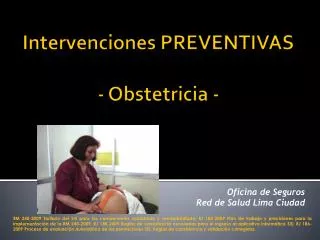 Intervenciones PREVENTIVAS - Obstetricia -