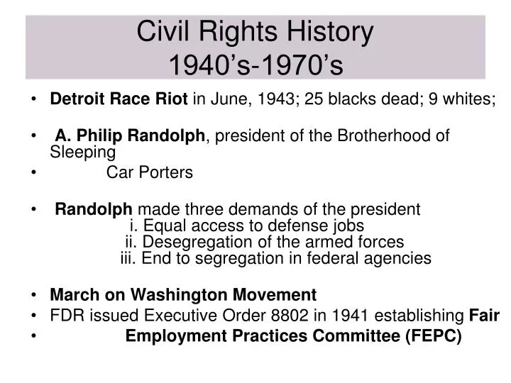civil rights history 1940 s 1970 s