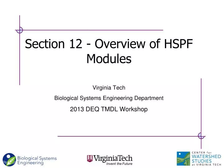 section 12 overview of hspf modules