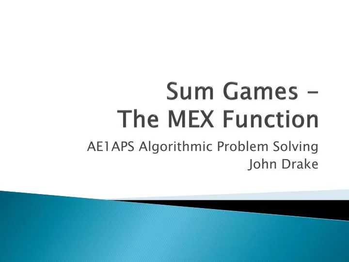 sum games the mex function