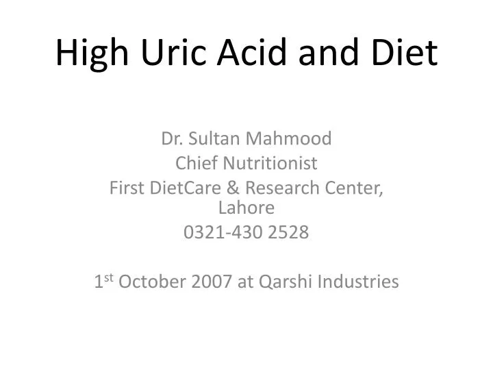 high uric acid and diet