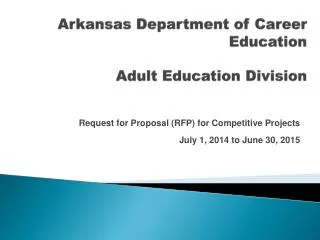Arkansas Department of Career Education Adult Education Division