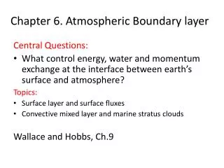 Chapter 6. Atmospheric Boundary layer