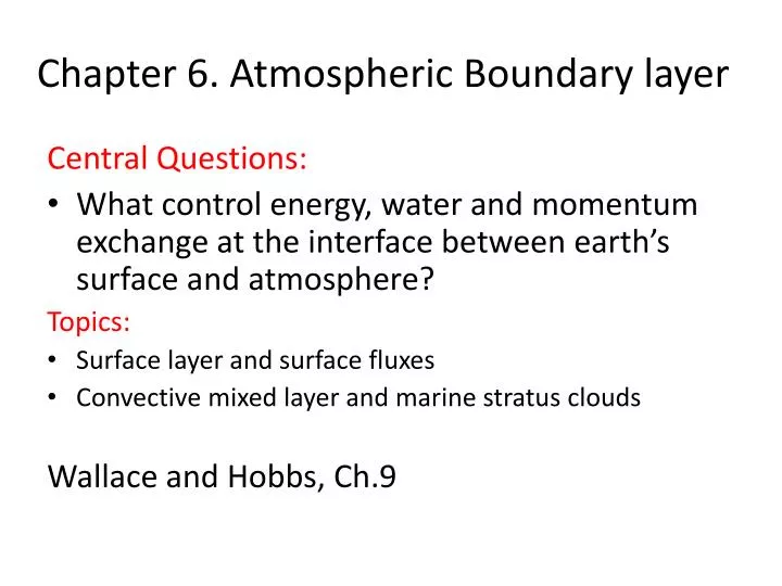 chapter 6 atmospheric boundary layer