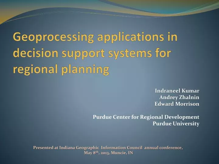 geoprocessing applications in decision support systems for regional planning