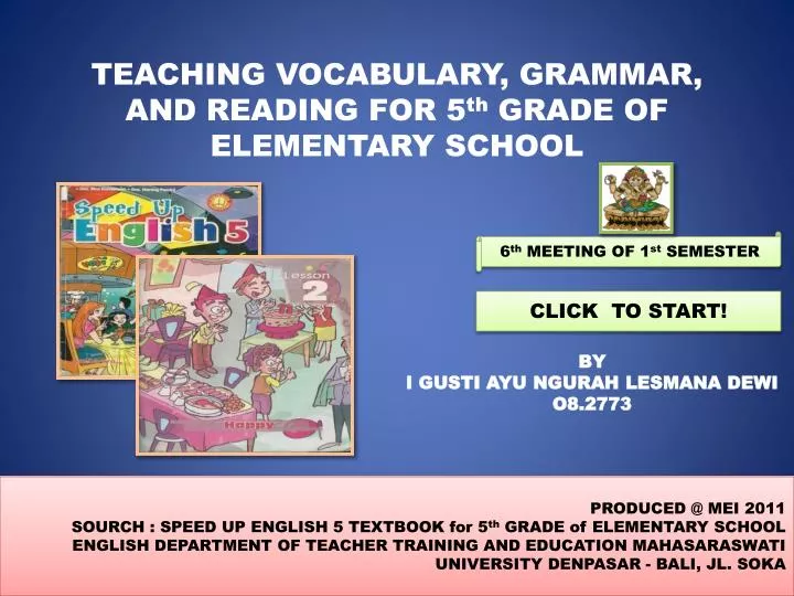 teaching vocabulary grammar and reading for 5 th grade of elementary school