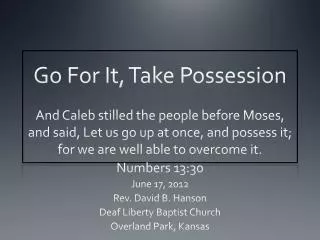 Go For It, Take Possession
