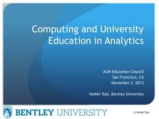 Computing and University Education in Analytics