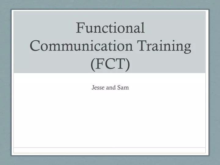functional communication training fct