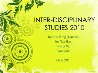 INTER-DISCIPLINARY STUDIES 2010