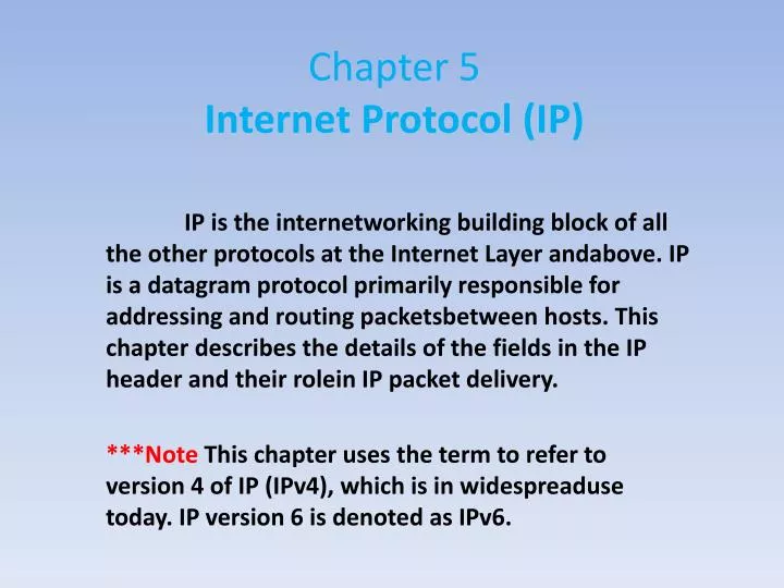 chapter 5 internet protocol ip