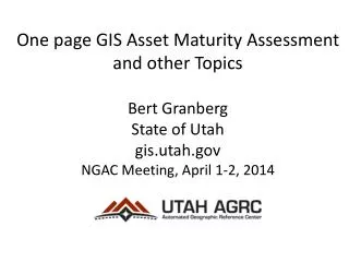 One page GIS Asset Maturity Assessment
