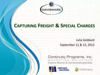 Capturing Freight &amp; Special Charges