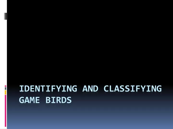 identifying and classifying game birds