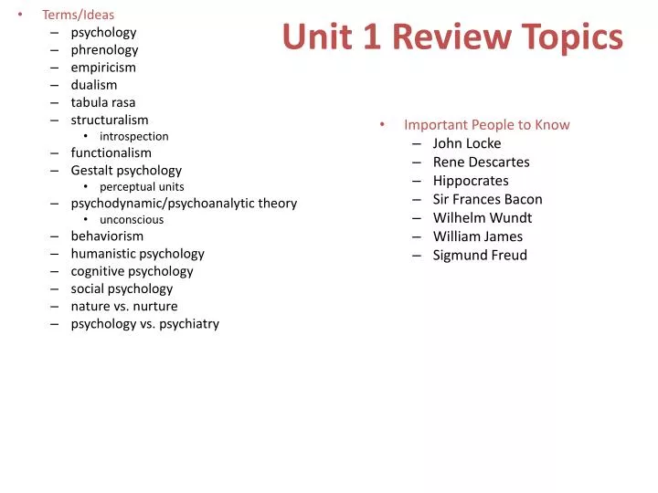 unit 1 review topics