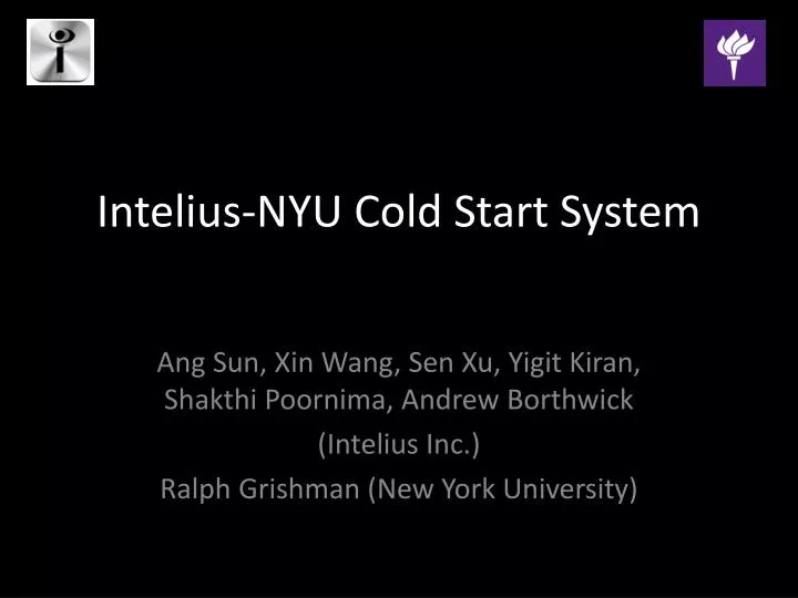 intelius nyu cold start system