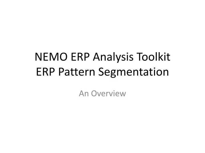 nemo erp analysis toolkit erp pattern segmentation