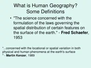 What is Human Geography? Some Definitions