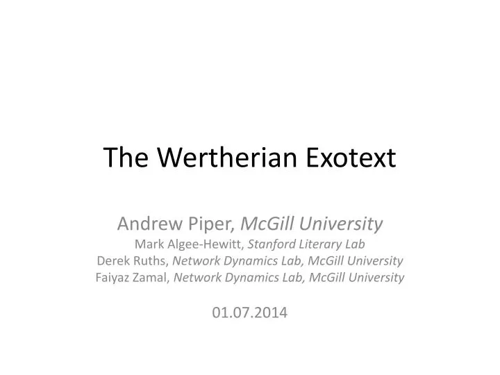 the wertherian exotext