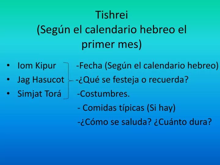 tishrei seg n el calendario hebreo el primer mes