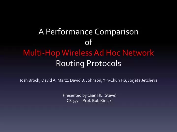 a performance comparison of multi hop wireless ad hoc network routing protocols