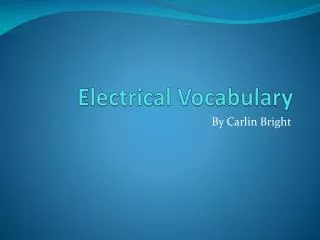 Electrical Vocabulary