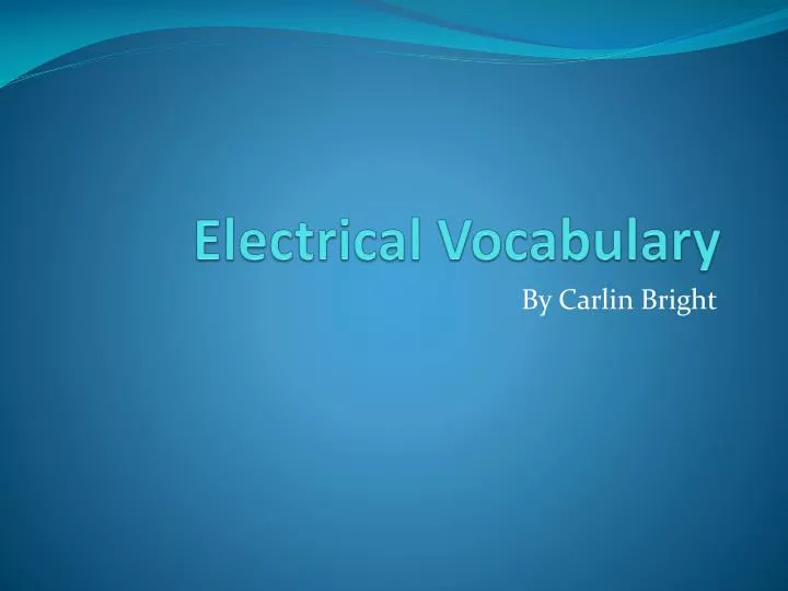 electrical vocabulary