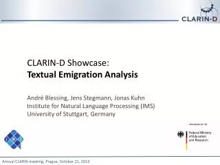 CLARIN-D Showcase: Textual Emigration Analysis