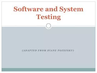 Software and System Testing