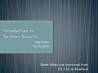 Introduction to Systems Security