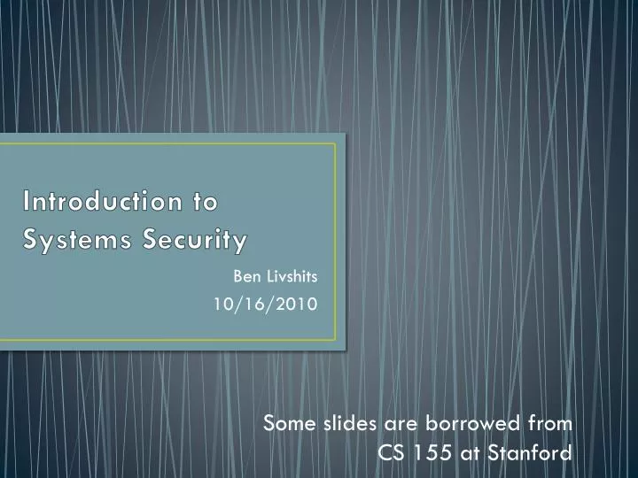 introduction to systems security