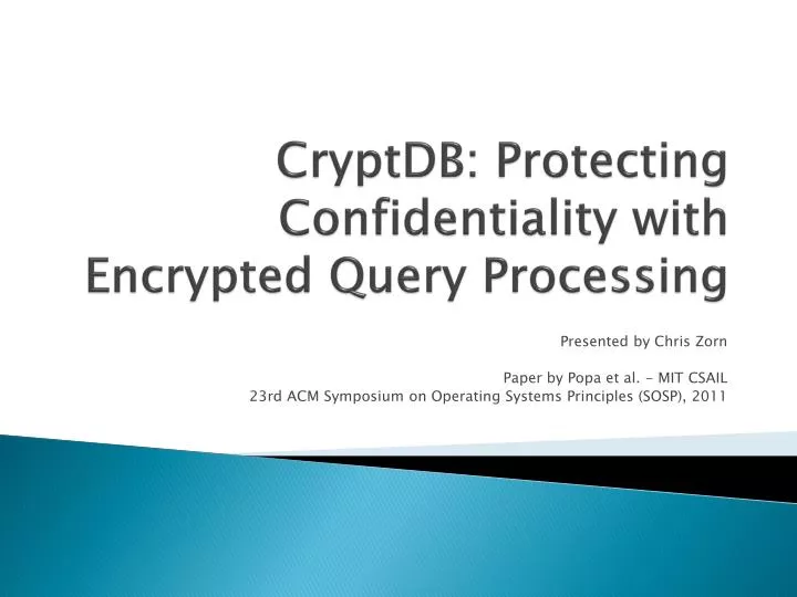 cryptdb protecting confidentiality with encrypted query processing