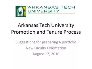 Arkansas Tech University Promotion and Tenure Process