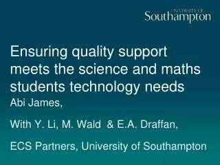 Ensuring quality support meets the science and maths students technology needs