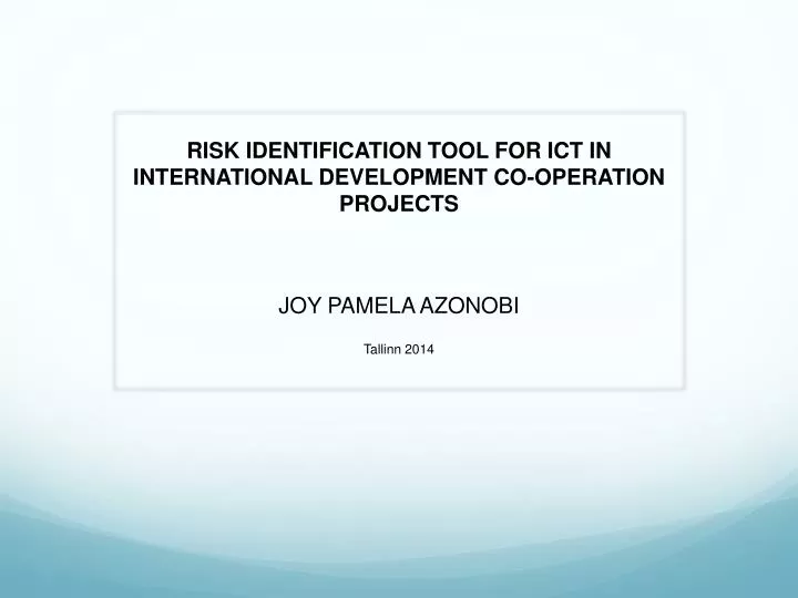 risk identification tool for ict in international development co operation projects