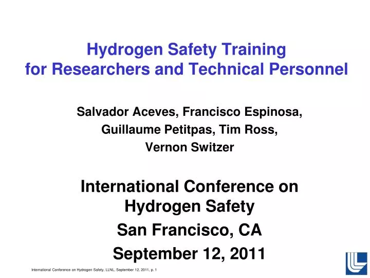 hydrogen safety training for researchers and technical personnel