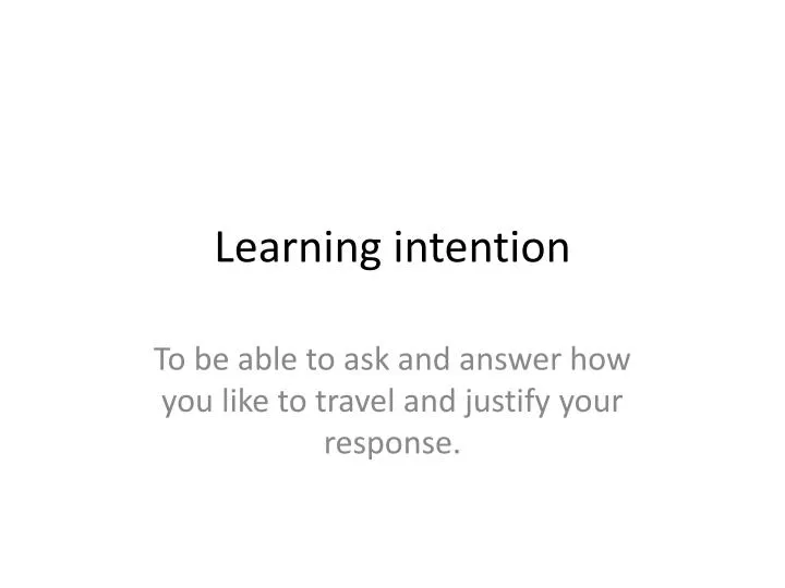 learning intention