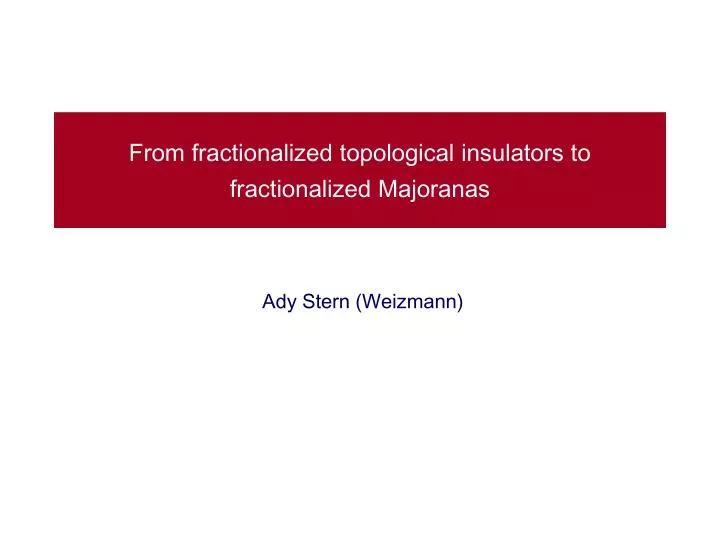 from fractionalized topological insulators to fractionalized majoranas