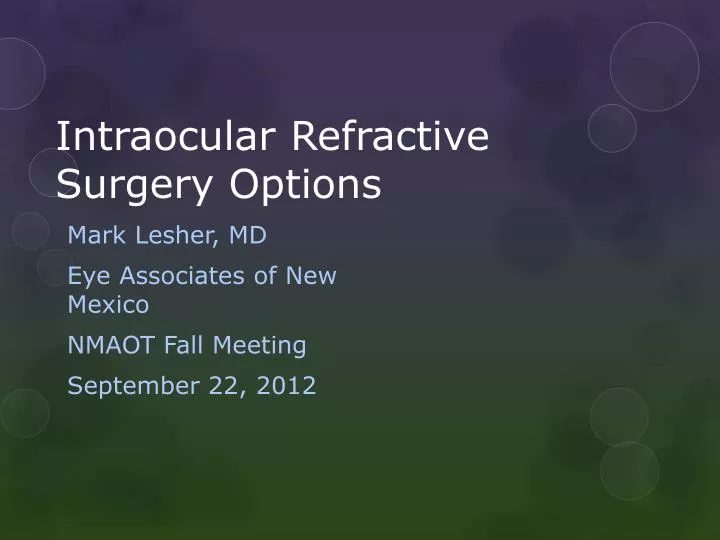 intraocular refractive surgery options