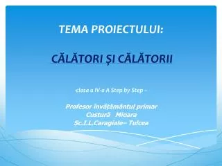 tema proiectului c l tori i c l torii