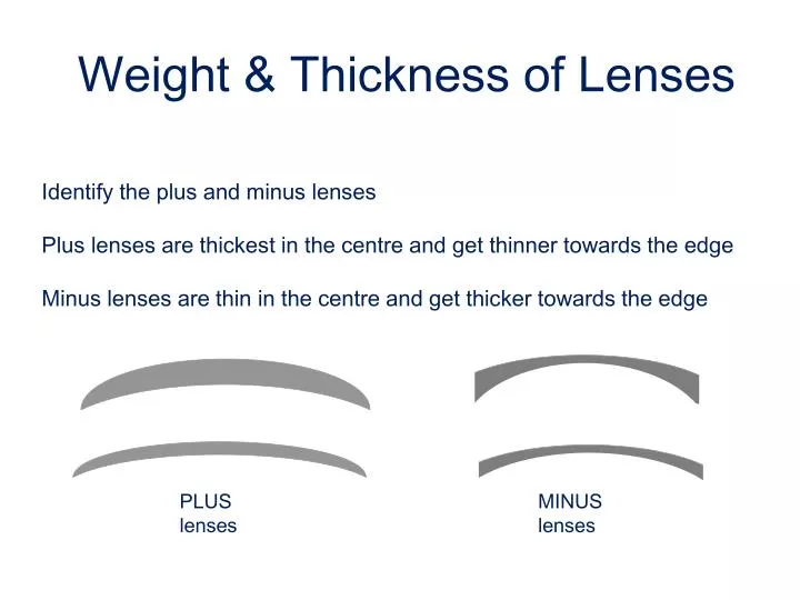 weight thickness of lenses