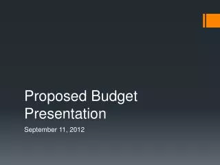 Proposed Budget Presentation