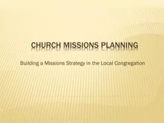 Church MISSIONS PLANNING