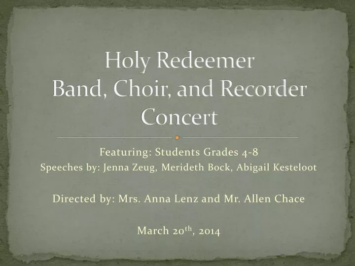 holy redeemer band choir and recorder concert