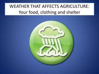 WEATHER THAT AFFECTS AGRICULTURE: Your food, clothing and shelter